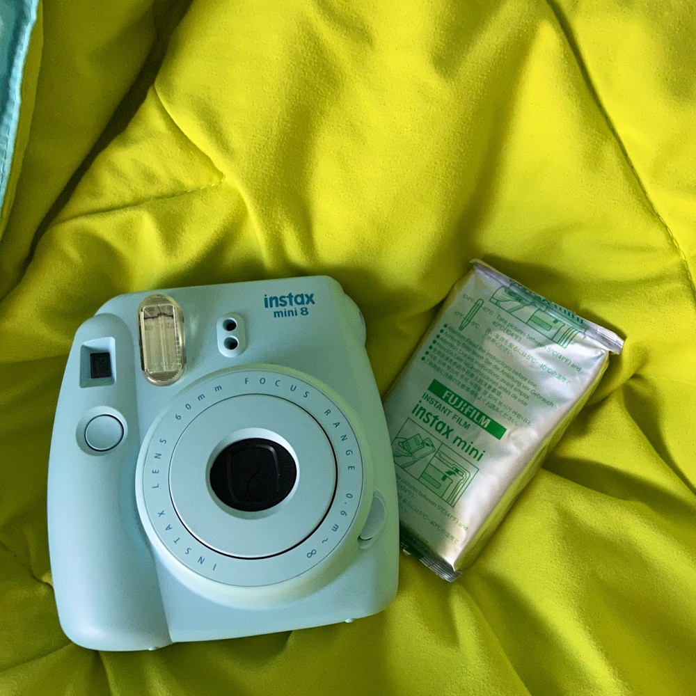 instax mini 8 blue polaroid camera